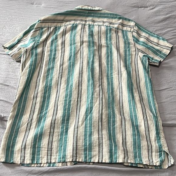 Sonoma Striped Linen/Cotton Blend Short Sleeve Button Down - Picture 2 of 4